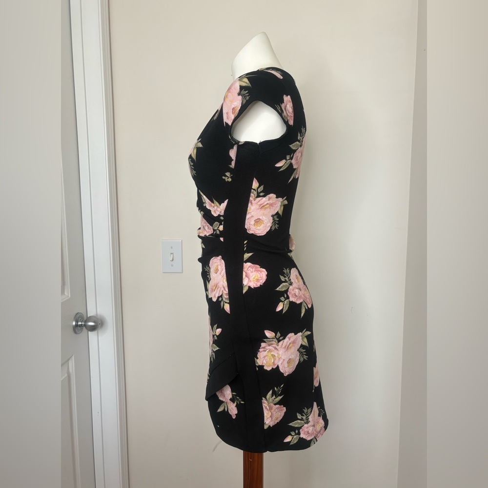 Almost Famous Black Floral Wrap Dress Medium - Picture 3 of 10
